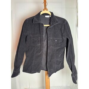 Sonoma Life + Style Womens Black Corduroy Full Zip Jacket Chest Pockets Medium